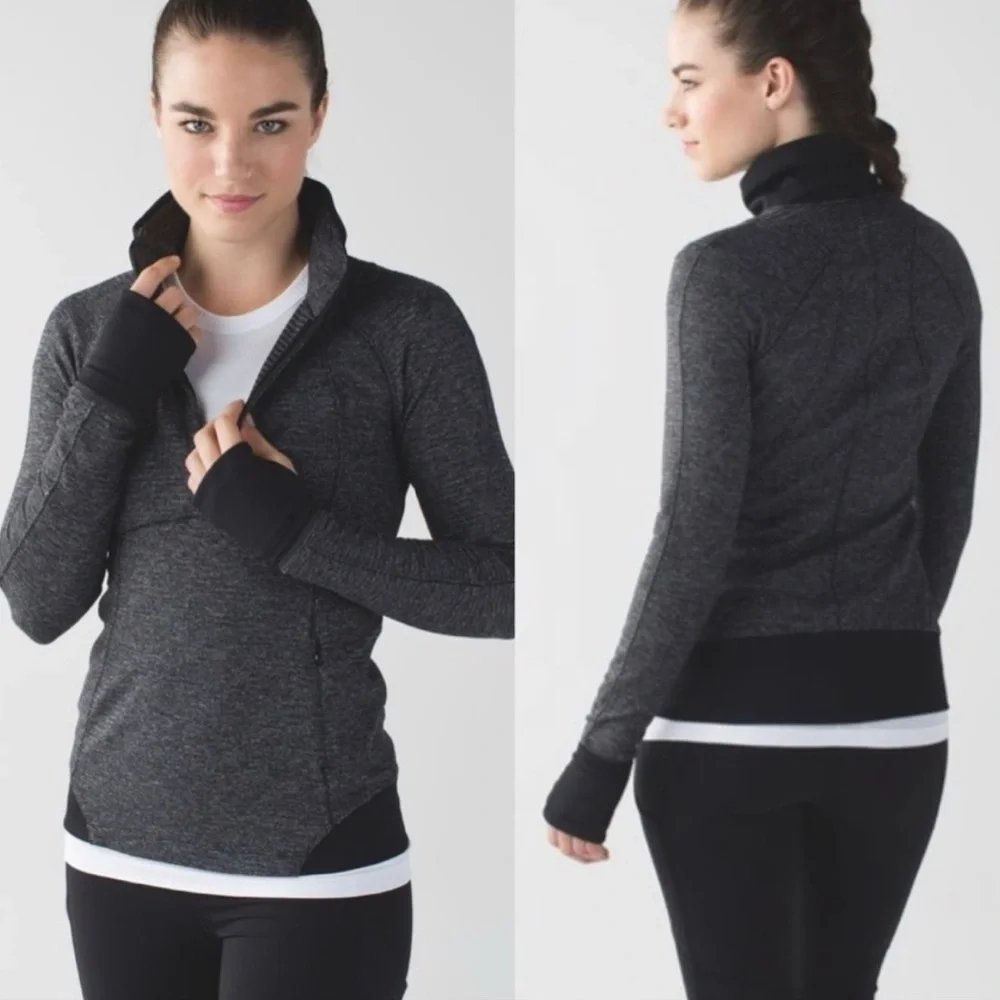LULULEMON Runderful 1/2 Zip Black Heathered Pullover 8
